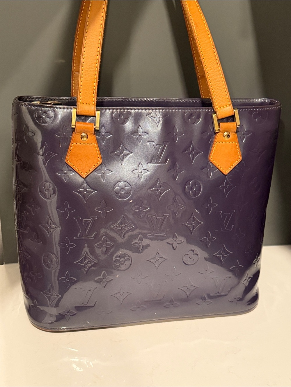 Louis Vuitton Monogram Houston Vernis Tote with COA Serial LM0045 Made in Spain